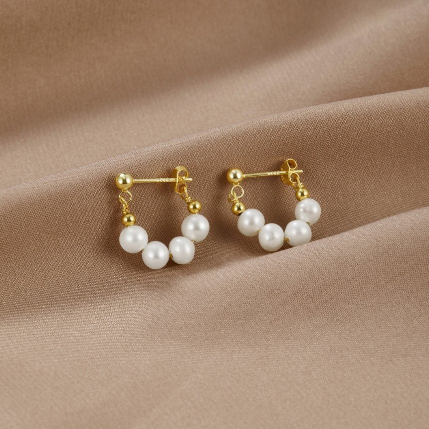 Celine Pearl Hoop Earrings - Beautiful Earth Boutique