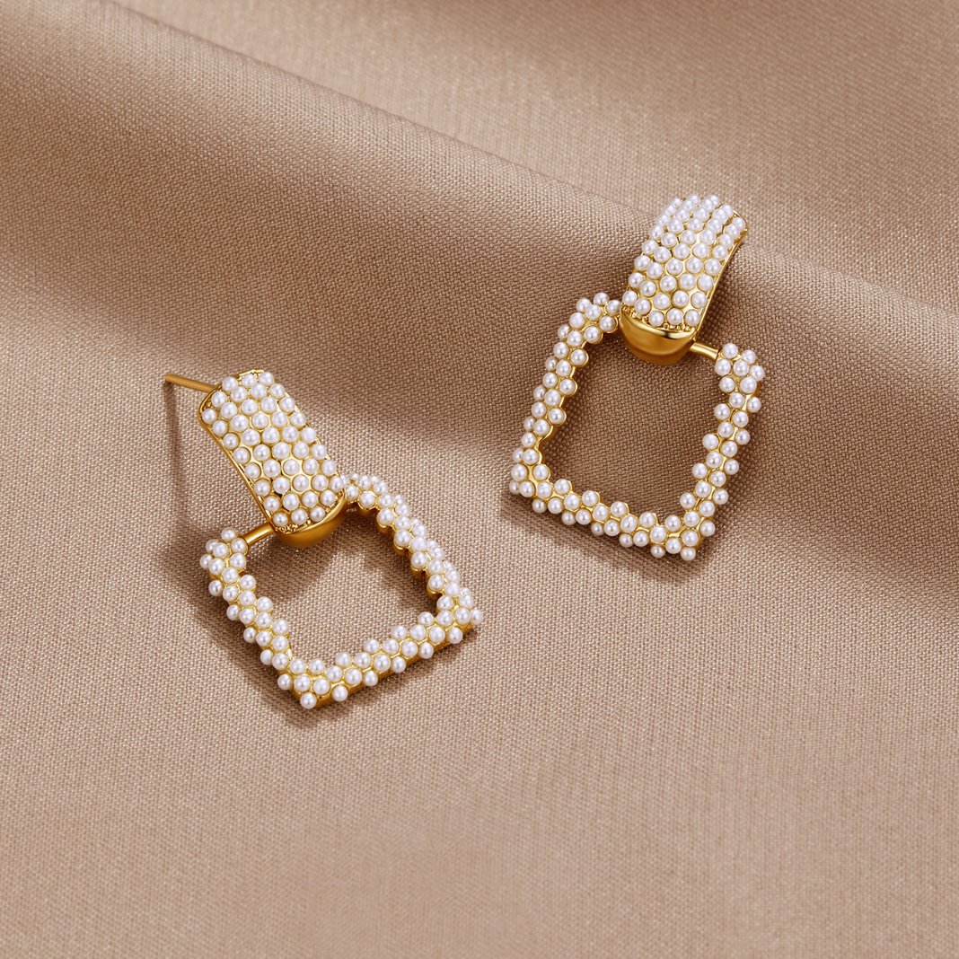 Chunky Pearl Square Drop Earrings - Beautiful Earth Boutique