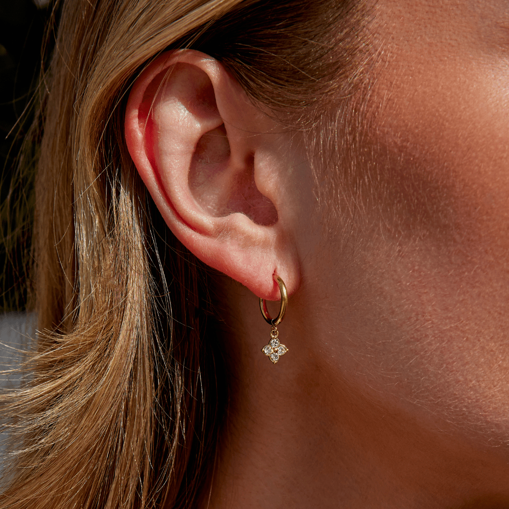 Crystal Four Leaf Clover Drop Earrings - Beautiful Earth Boutique