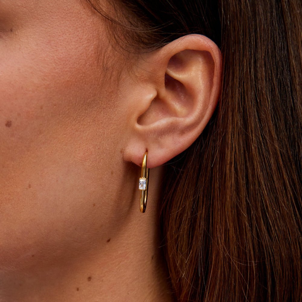 Crystal & Gold Diana Hoop Earrings - Beautiful Earth Boutique