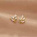 Crystal Leaf Stud Earrings - Beautiful Earth Boutique