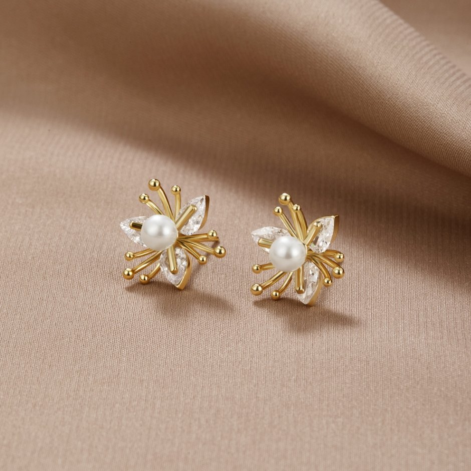 Crystal & Pearl Flower Earrings - Beautiful Earth Boutique