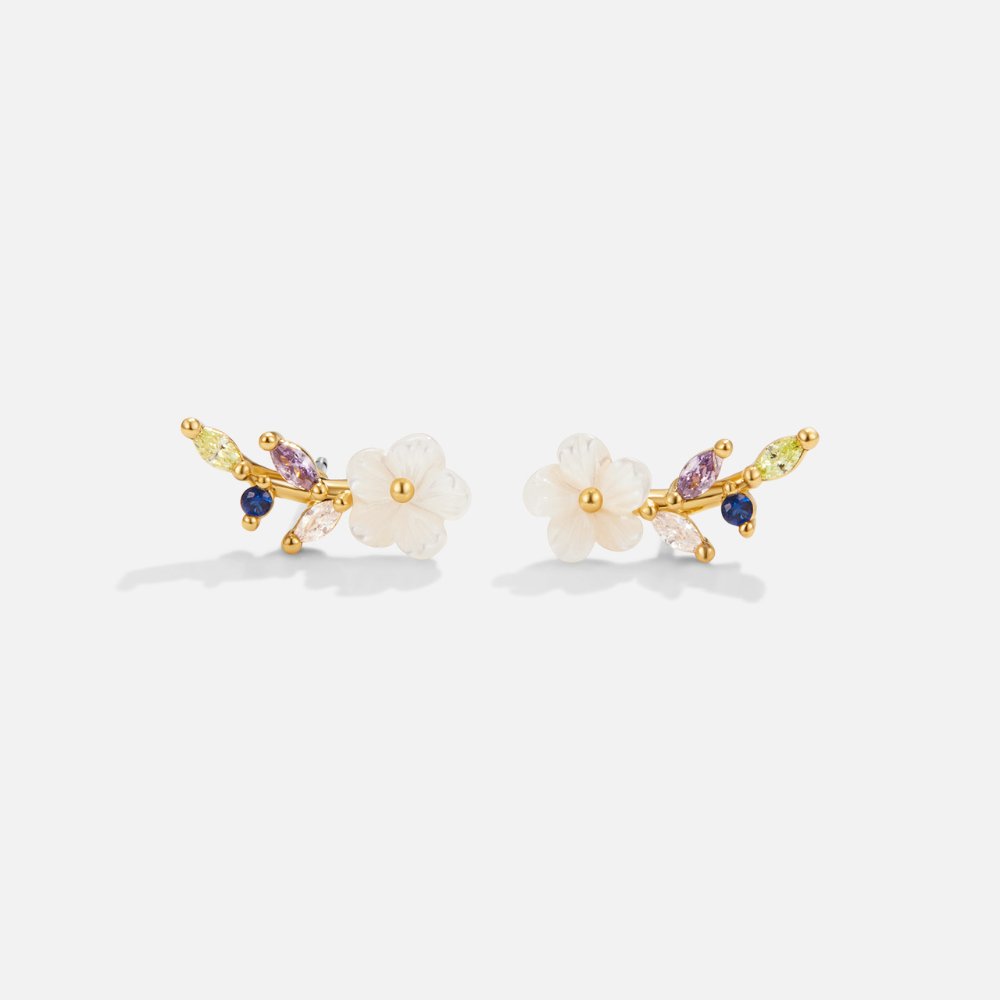 Crystal White Blossom Earrings - Beautiful Earth Boutique