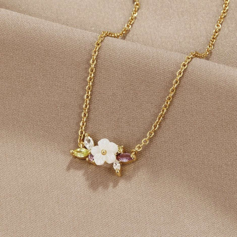 Crystal White Blossom Necklace - Beautiful Earth Boutique