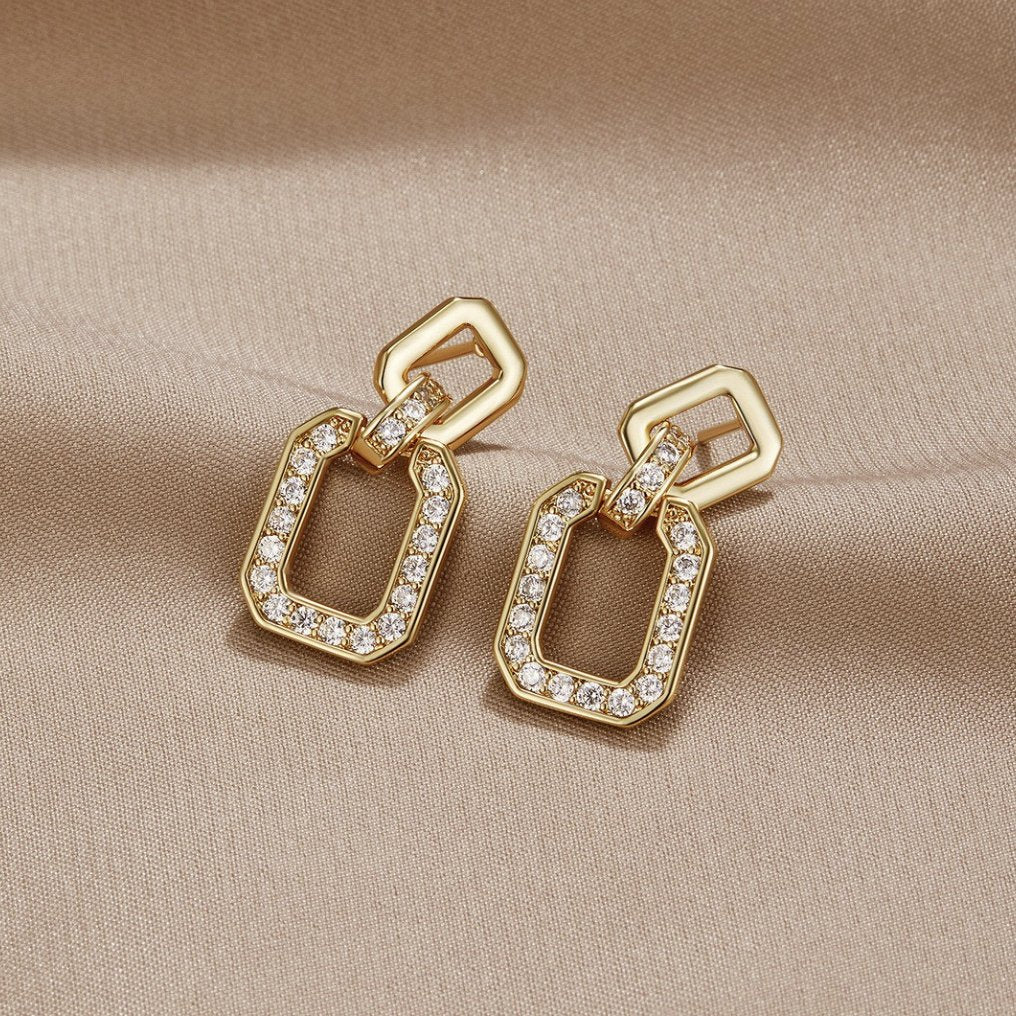 Dua Drop Crystal Square Earrings - Beautiful Earth Boutique