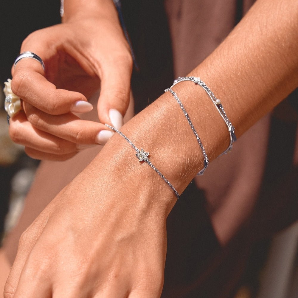 Elara Crystal Bloom Silver Bracelet - Beautiful Earth Boutique
