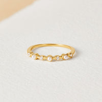 Elsa Pearl & Crystal Gold Ring - Beautiful Earth Boutique