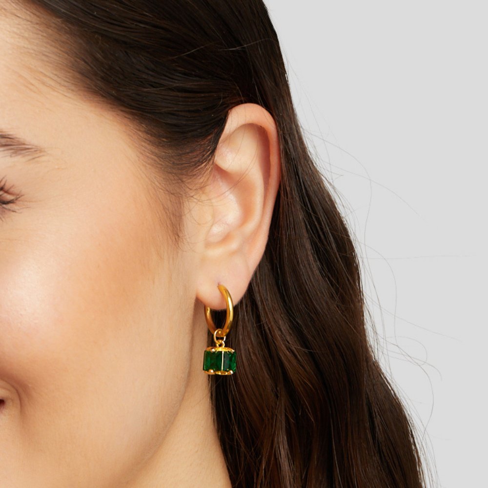 Emerald Cube Earrings - Beautiful Earth Boutique