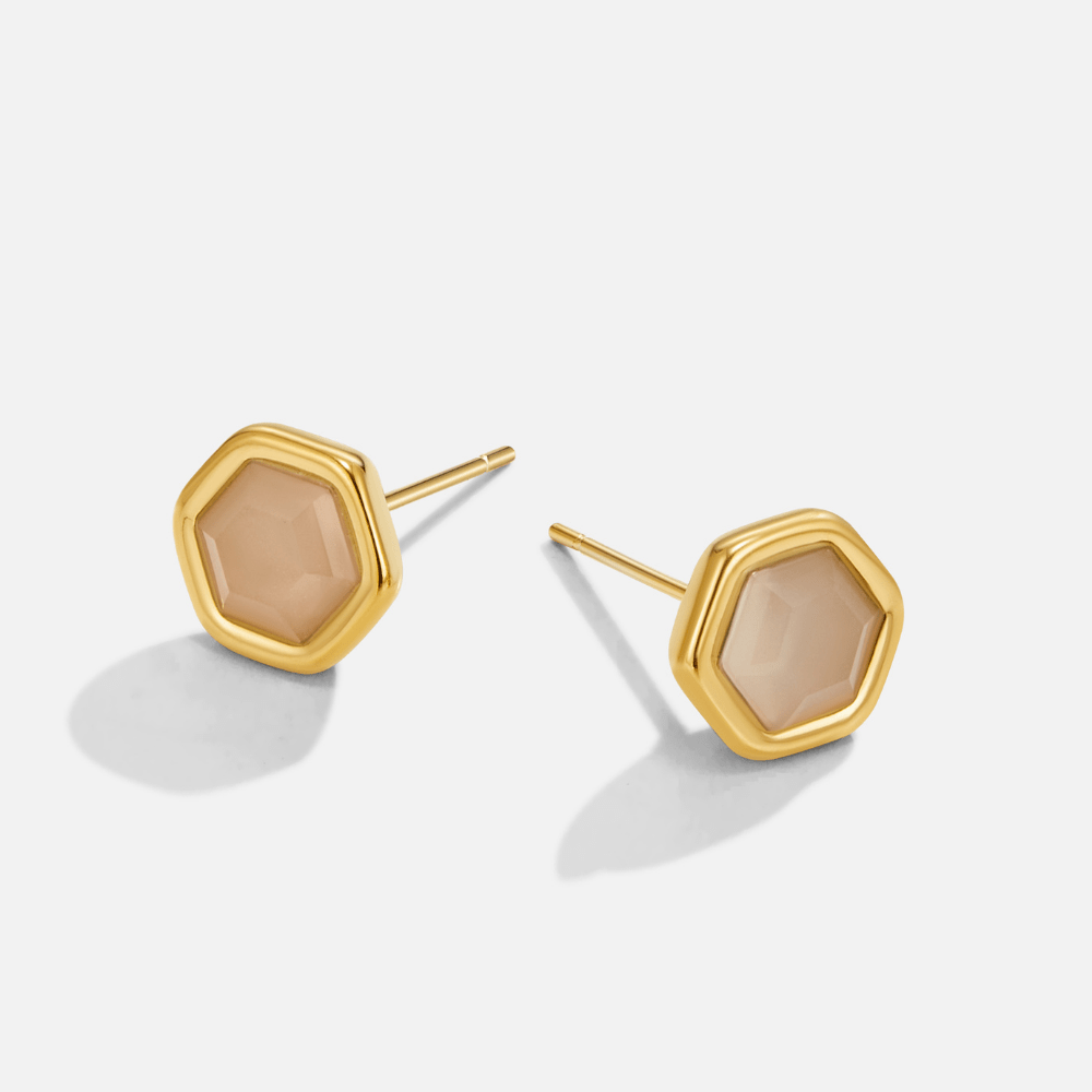 Eva Moonstone Stud Earrings - Beautiful Earth Boutique