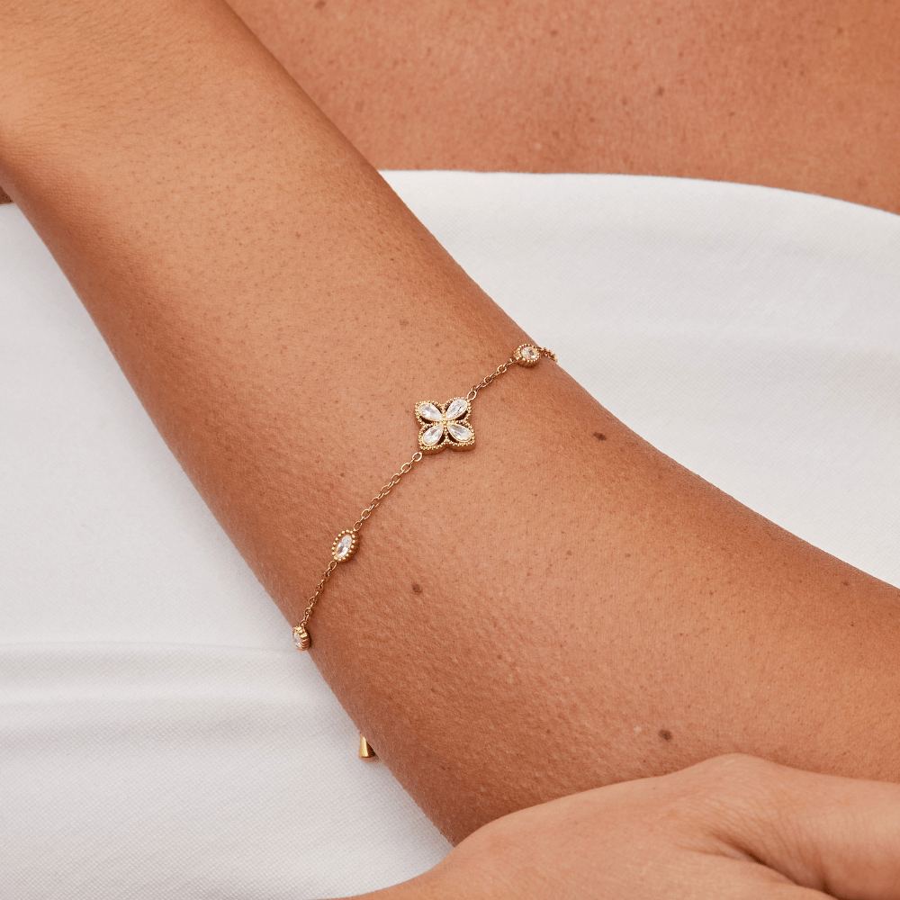 Four Leaf Clover Crystal Bracelet - Beautiful Earth Boutique