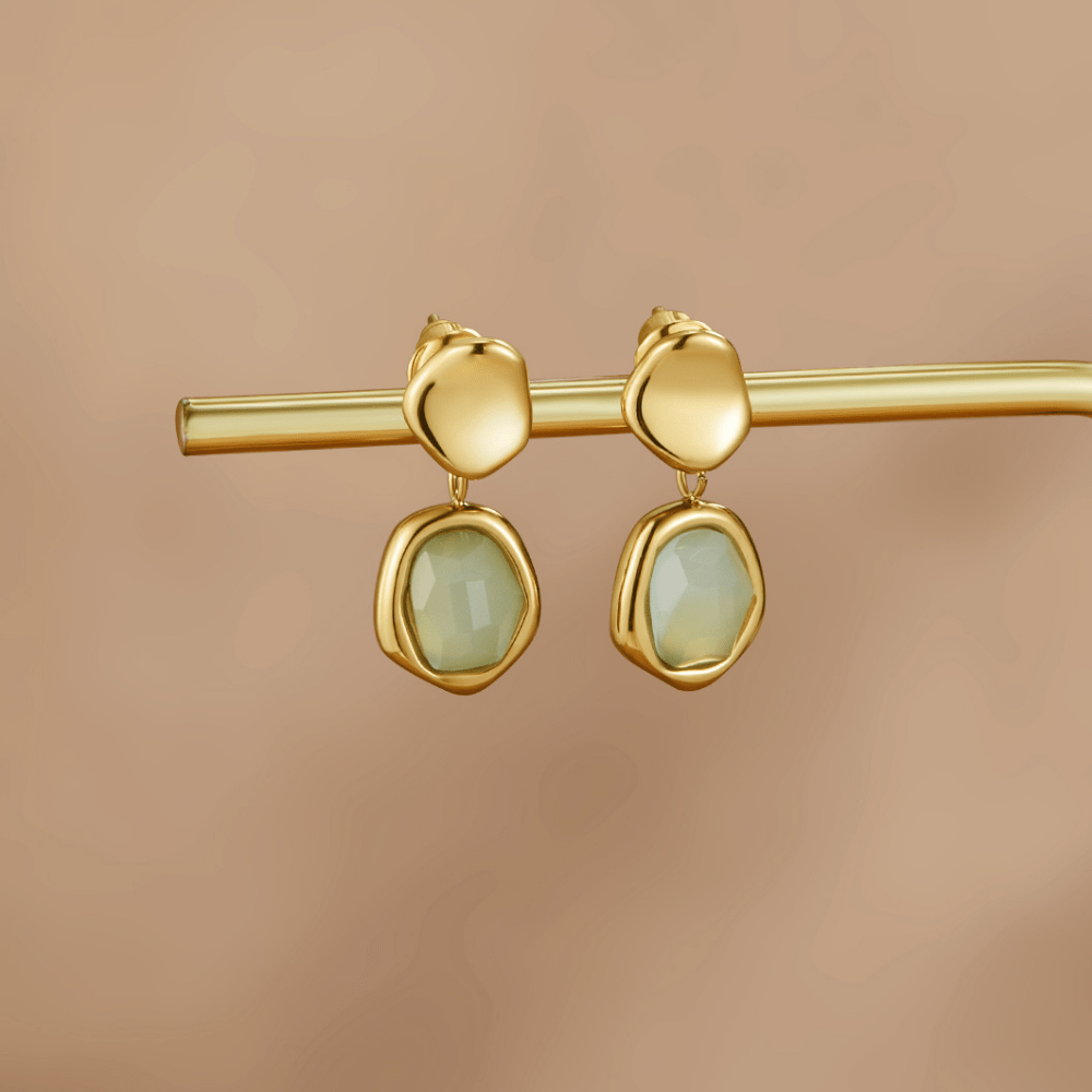 Gold Aquamarine Drop Earrings - Beautiful Earth Boutique