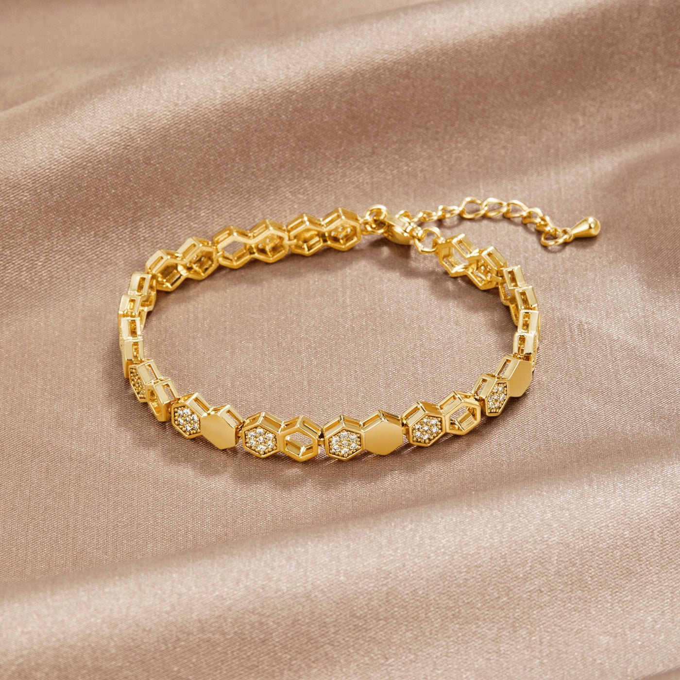 Gold & Crystal Honeycomb Bracelet - Beautiful Earth Boutique