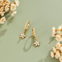Gold Crystal Petal Drop Earrings - Beautiful Earth Boutique