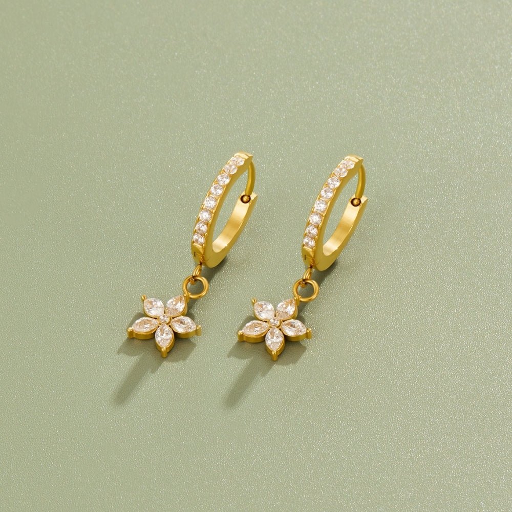Gold Crystal Petal Drop Earrings - Beautiful Earth Boutique