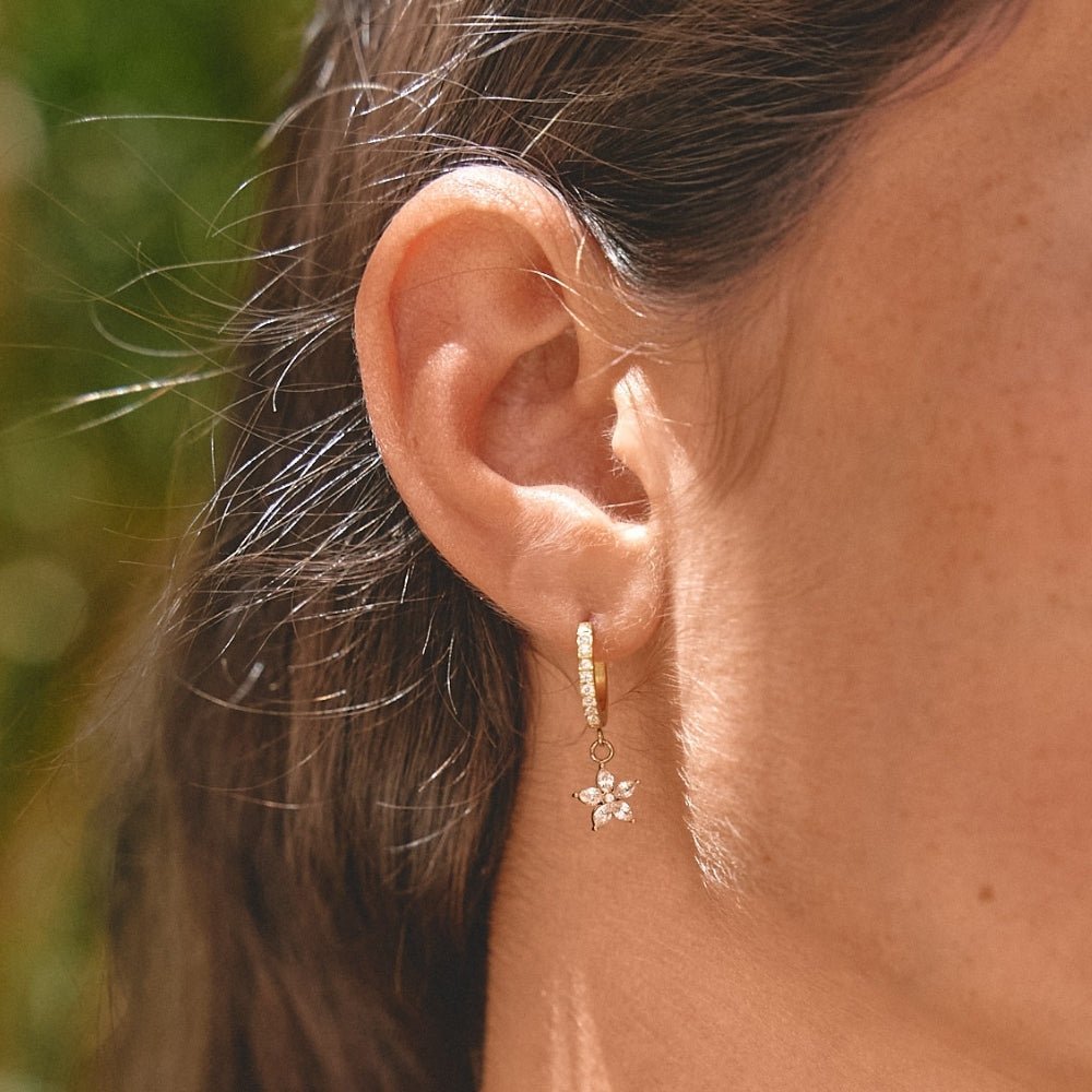 Gold Crystal Petal Drop Earrings - Beautiful Earth Boutique