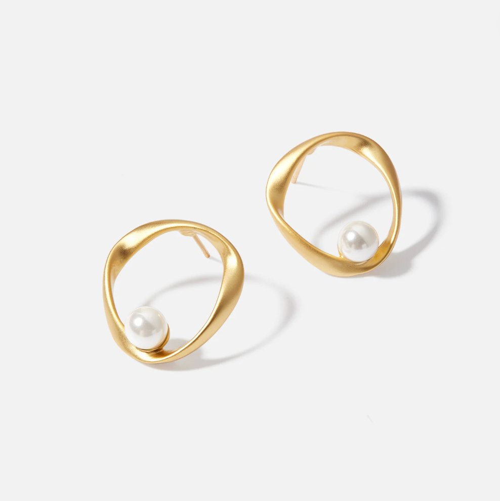 Gold Hoop Pearl Earrings - Beautiful Earth Boutique