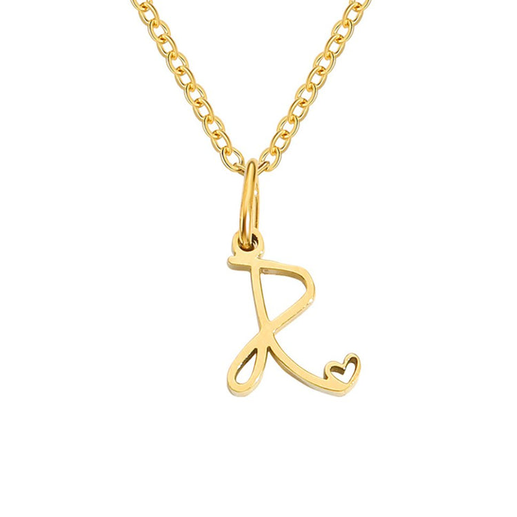 Gold Letter Heart Necklace - Beautiful Earth Boutique