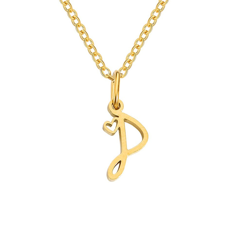 Gold Letter Heart Necklace - Beautiful Earth Boutique