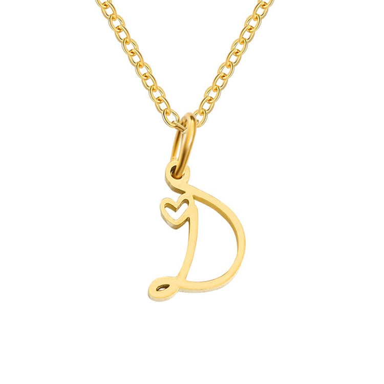 Gold Letter Heart Necklace - Beautiful Earth Boutique