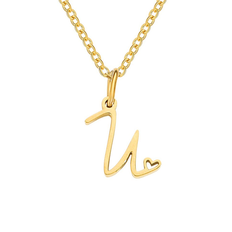 Gold Letter Heart Necklace - Beautiful Earth Boutique