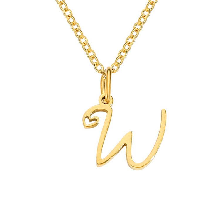 Gold Letter Heart Necklace - Beautiful Earth Boutique