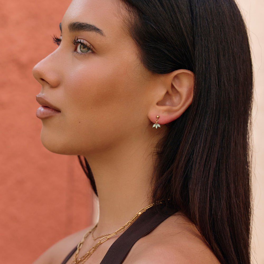 Gold Marquise Petal Drop Earrings - Beautiful Earth Boutique