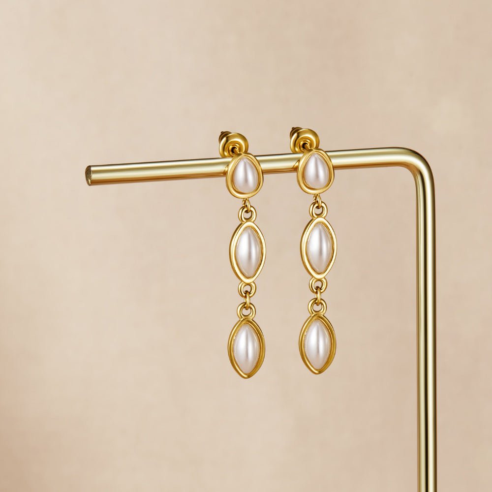 Gold Serena Pearl Drop Earrings - Beautiful Earth Boutique