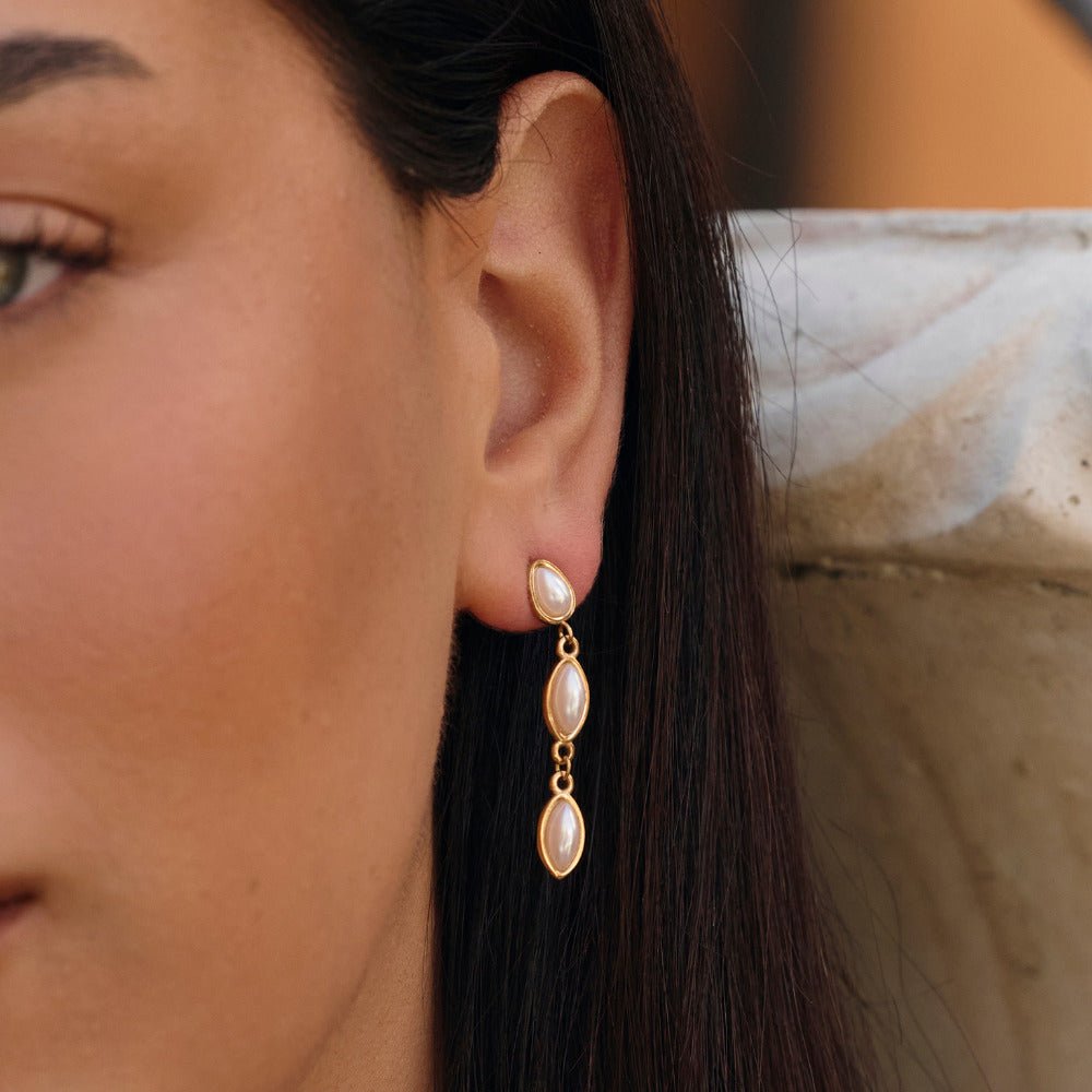 Gold Serena Pearl Drop Earrings - Beautiful Earth Boutique