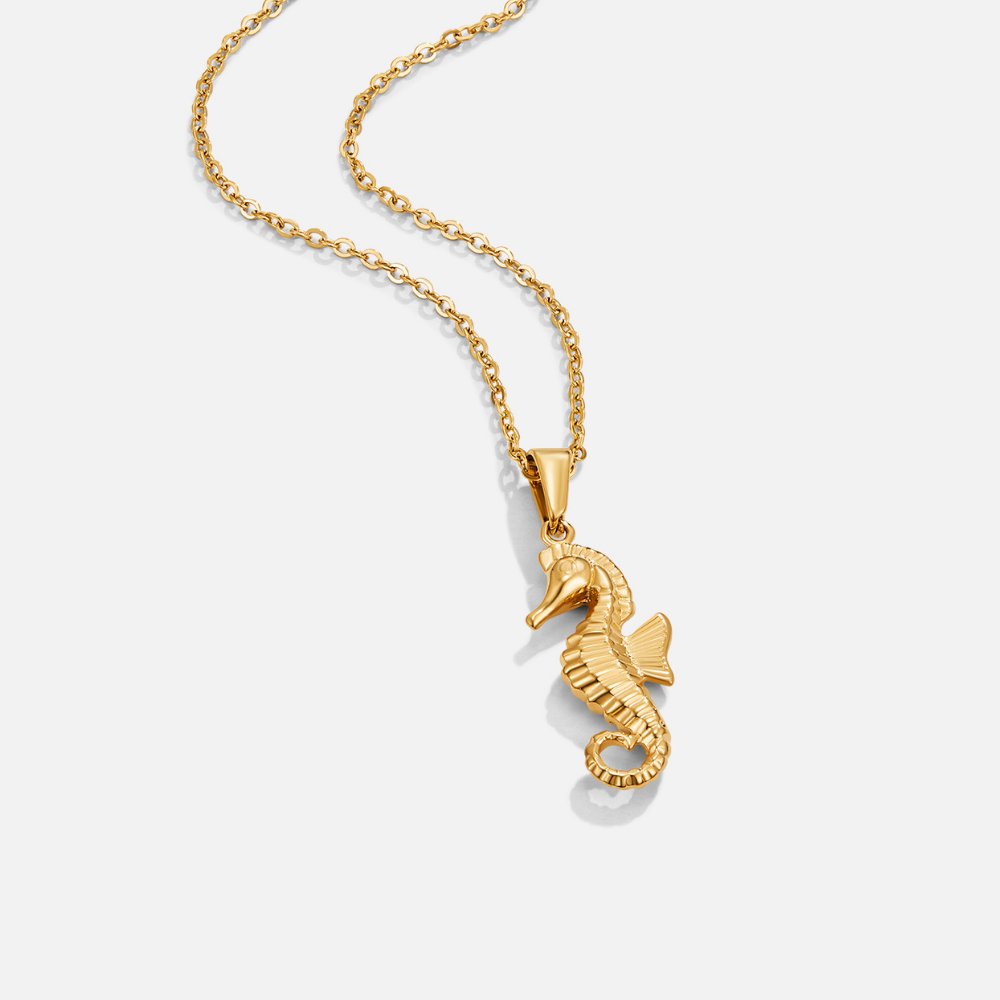 Golden Seahorse Pendant Necklace - Beautiful Earth Boutique