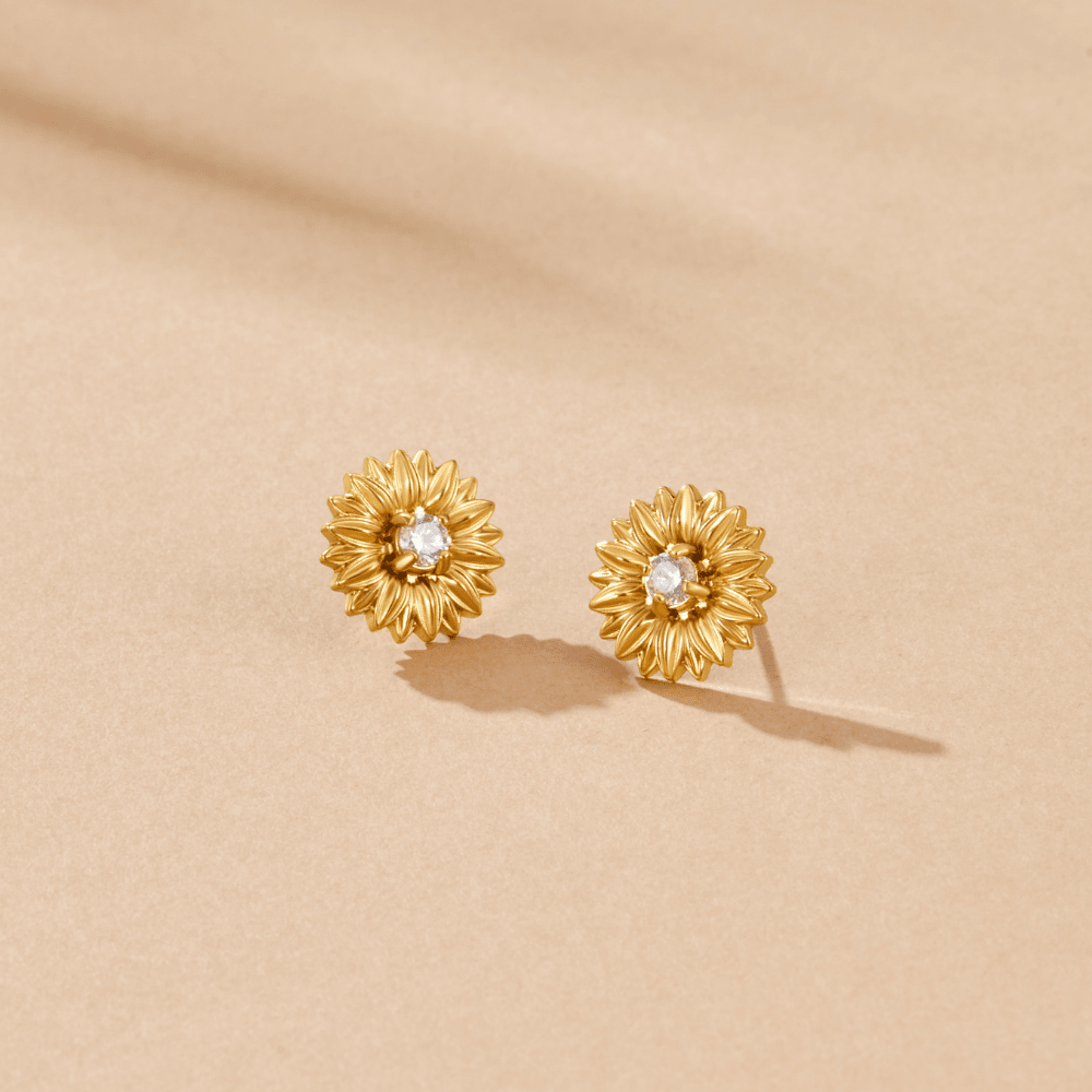 Golden Sunflower Stud Earrings - Beautiful Earth Boutique