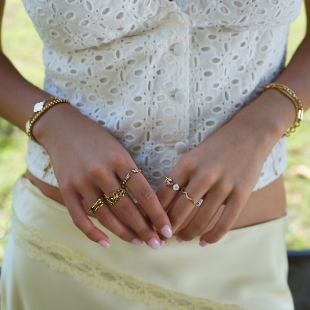 Golden Wildflower Infinity Ring - Beautiful Earth Boutique