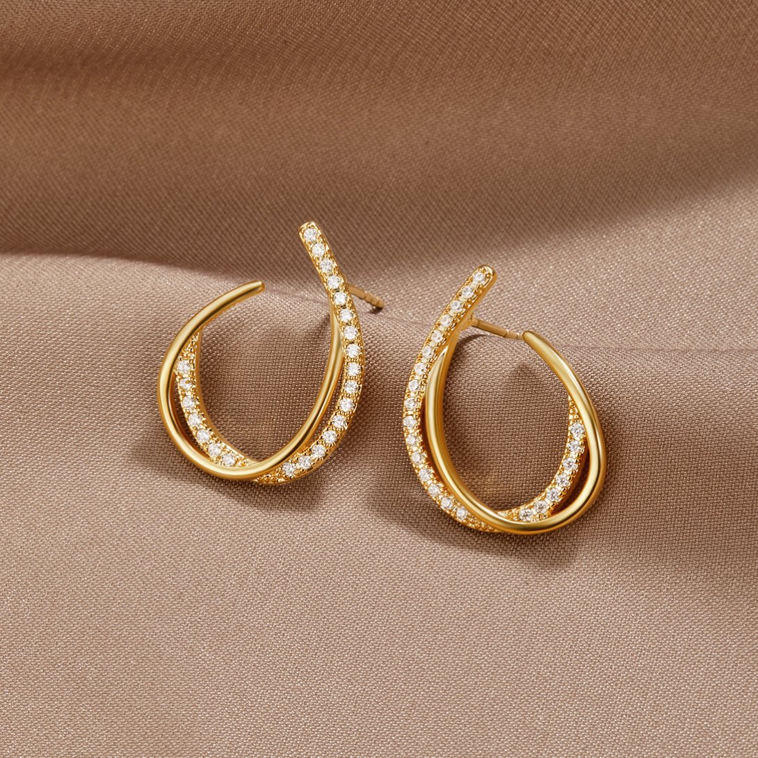 Juni Crystal & Gold Wave Earrings - Beautiful Earth Boutique