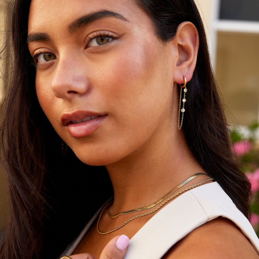 Kira Crystal Drop Hoop Earrings - Beautiful Earth Boutique