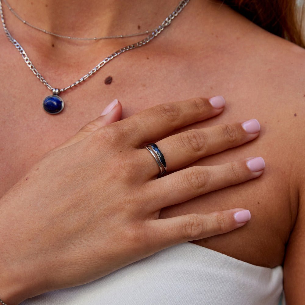 Layered Black Sahara Silver Ring - Beautiful Earth Boutique