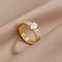 Layered Crystal Teardrop Ring - Beautiful Earth Boutique