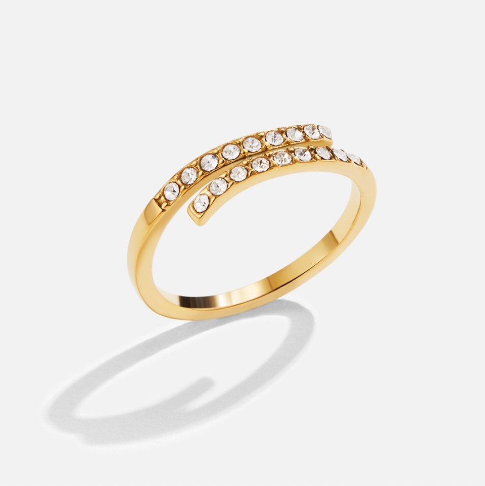 Layered Gold & Crystal Wrap Ring - Beautiful Earth Boutique
