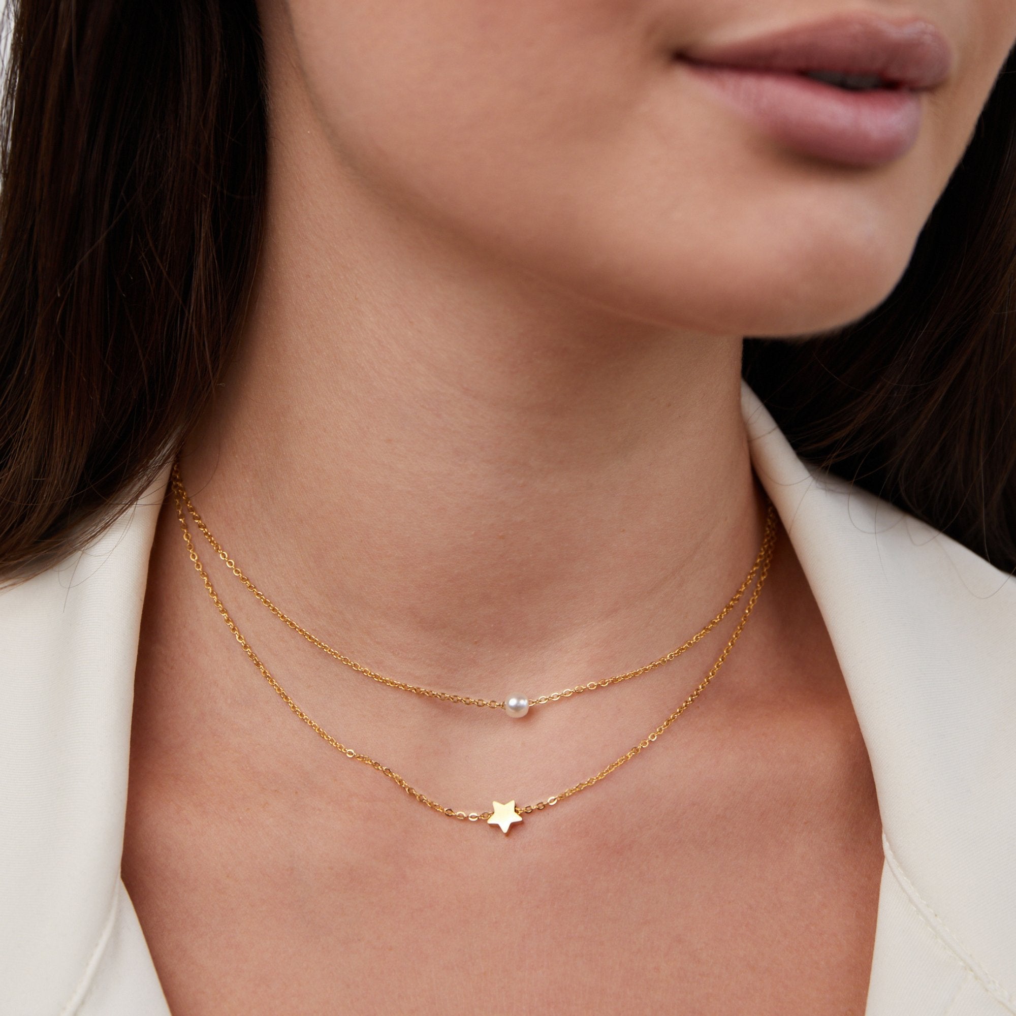 Layered Gold Star & Pearl Necklace - Beautiful Earth Boutique