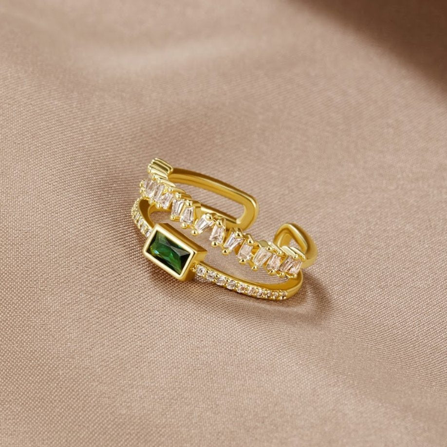 Layered Green Crystal Ring - Beautiful Earth Boutique