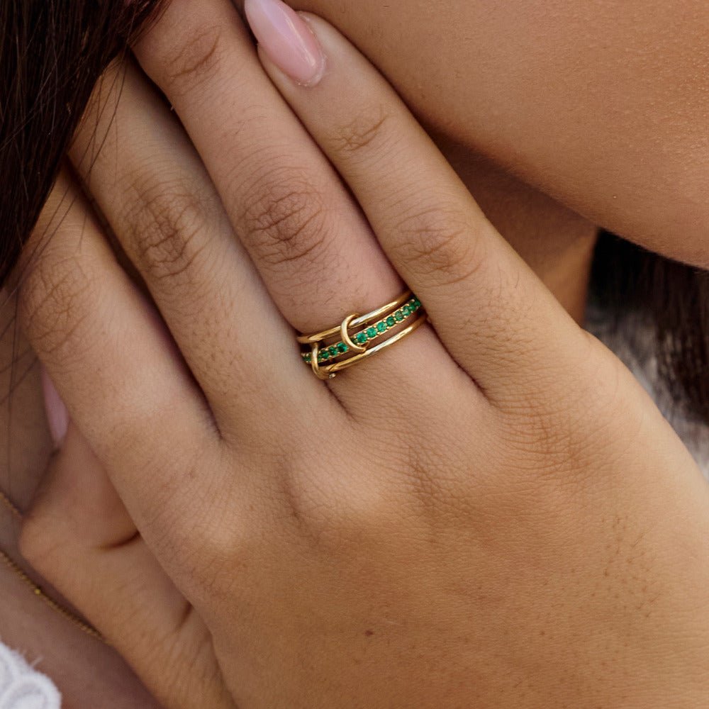 Layered Kaili Green Crystal Ring - Beautiful Earth Boutique
