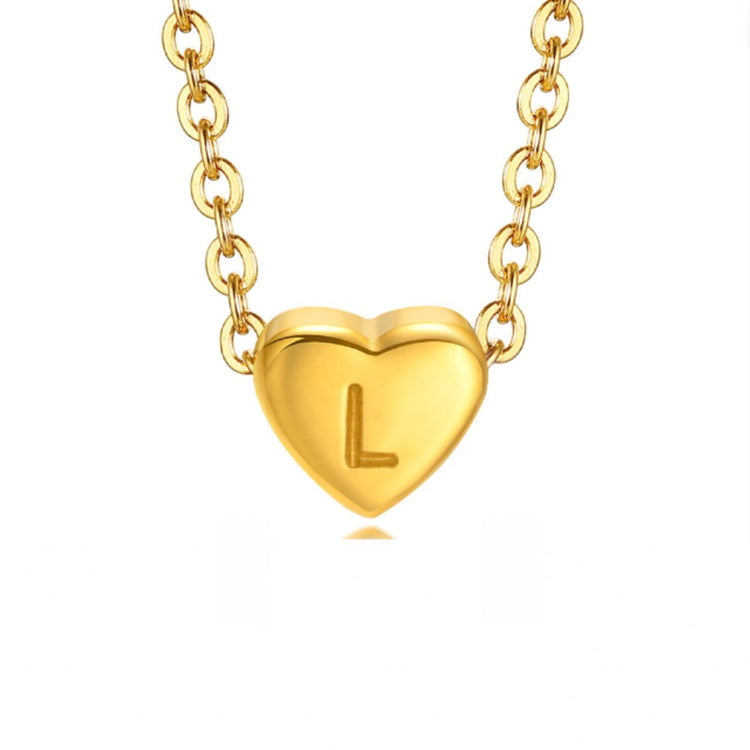 Letter Heart Bracelet, gold heart pendant engraved with the letter L on a chain