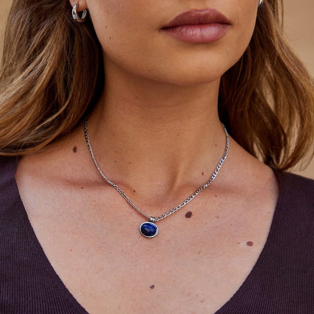 Liza Lapis Lazuli Silver Necklace - Beautiful Earth Boutique