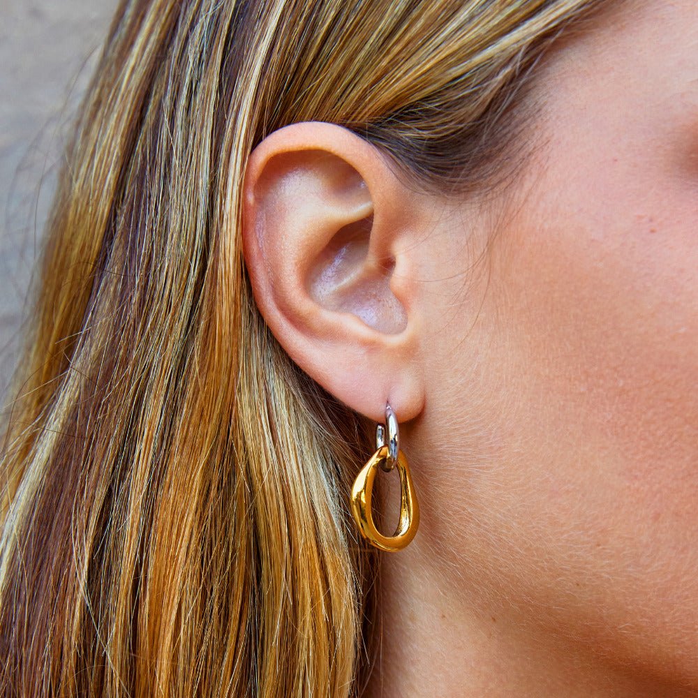 Lola Layered Drop Hoop Earrings - Beautiful Earth Boutique
