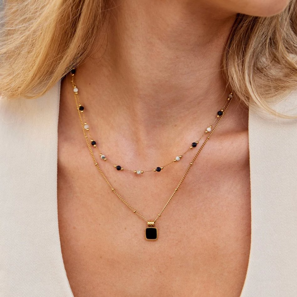 Lucia Black Pendant Necklace - Beautiful Earth Boutique