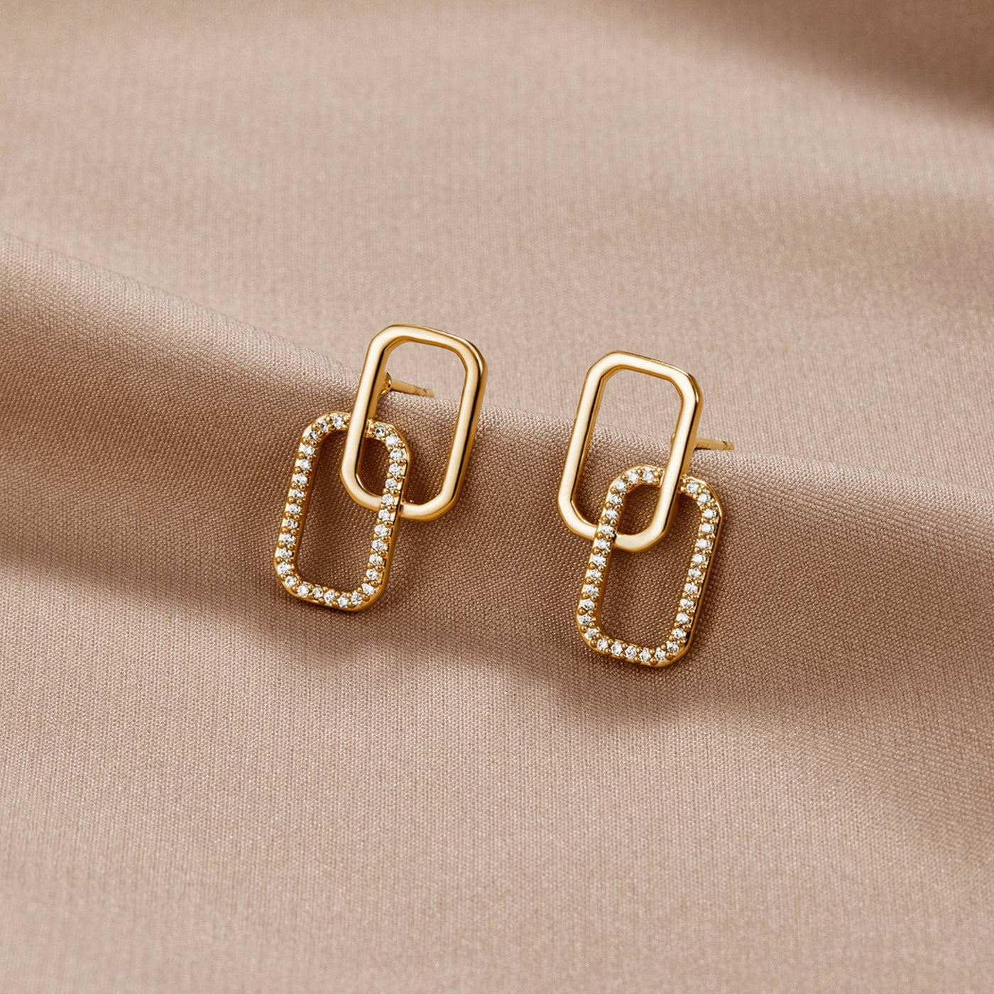 Lucia Crystal & Gold Link Earrings - Beautiful Earth Boutique