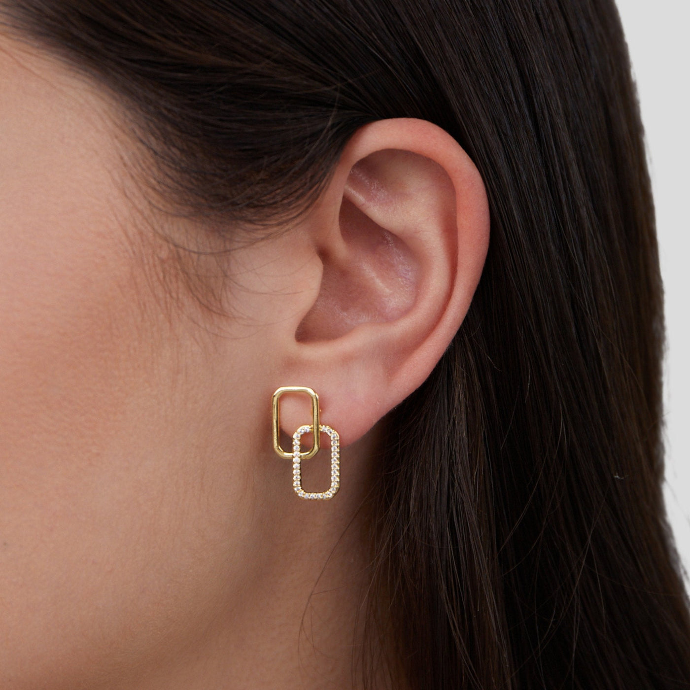 Lucia Crystal & Gold Link Earrings - Beautiful Earth Boutique