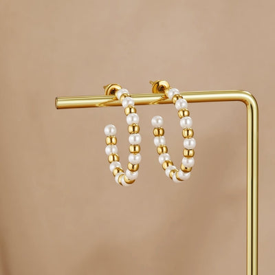 Maia Pearl & Gold Bead Earrings - Beautiful Earth Boutique