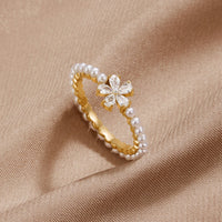 Maisie Crystal & Pearl Flower Ring - Beautiful Earth Boutique