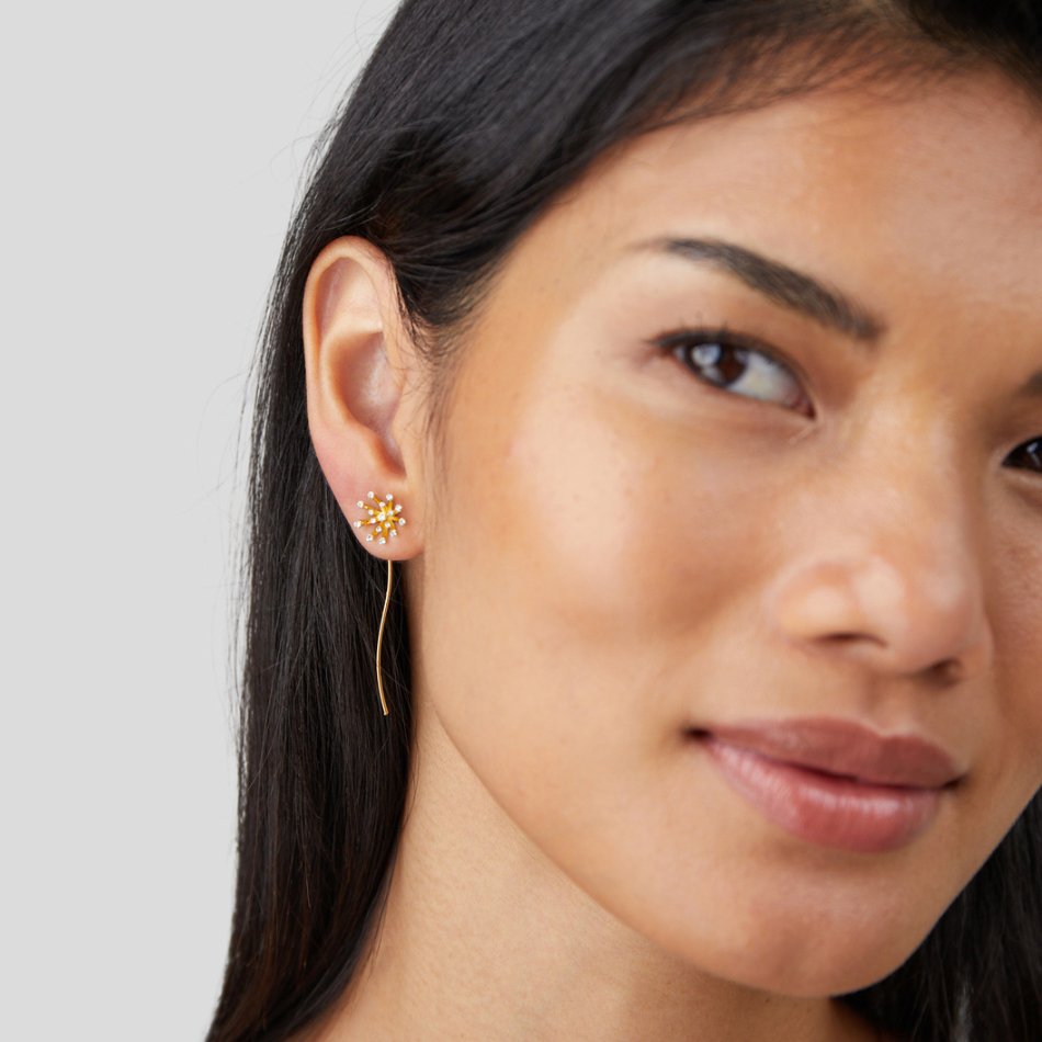 Make A Wish Dandelion 18K Gold Earrings - Beautiful Earth Boutique