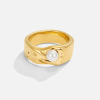 Malia Chunky Gold Pearl Ring - Beautiful Earth Boutique