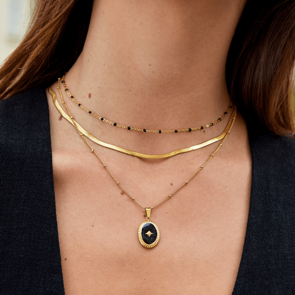 Mila Black Bead Necklace - Beautiful Earth Boutique